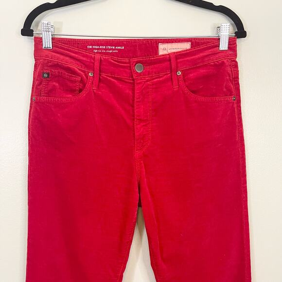 Adriano Goldschmied Jeans Women 29 Red The High Rise Stevie Ankle Slim Straight - Picture 6 of 11